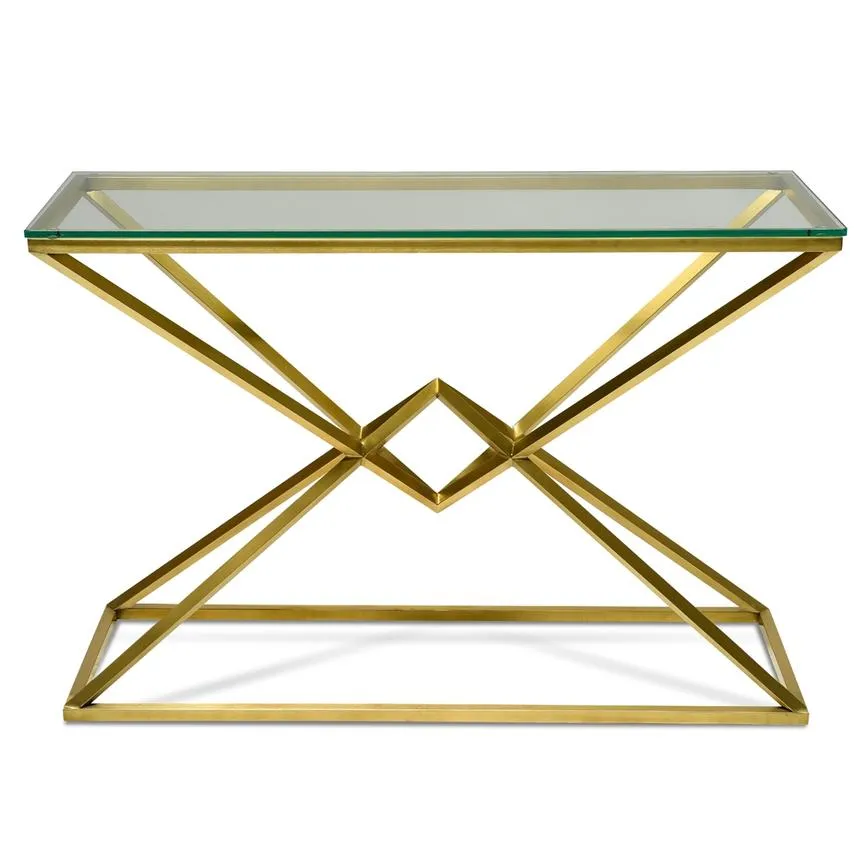 1.2m Glass Console Table - Gold Base