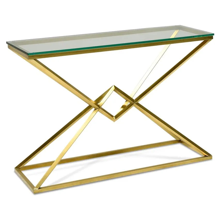 1.2m Glass Console Table - Gold Base