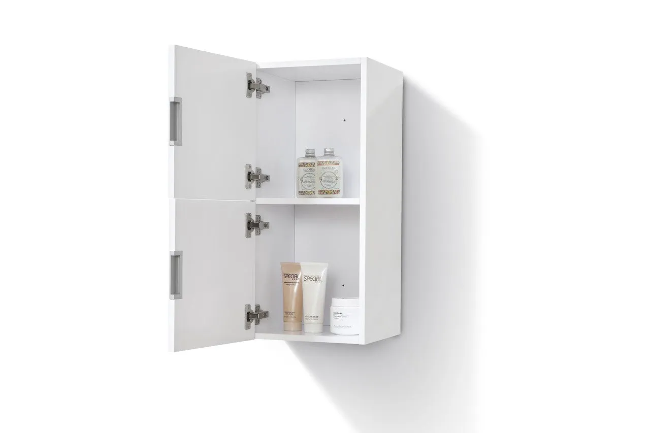 28" High Bathroom Linen Side Cabinets, High Gloss White