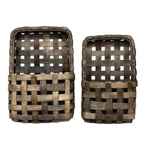 2/Set, Aged Tobacco Wall Pocket Baskets