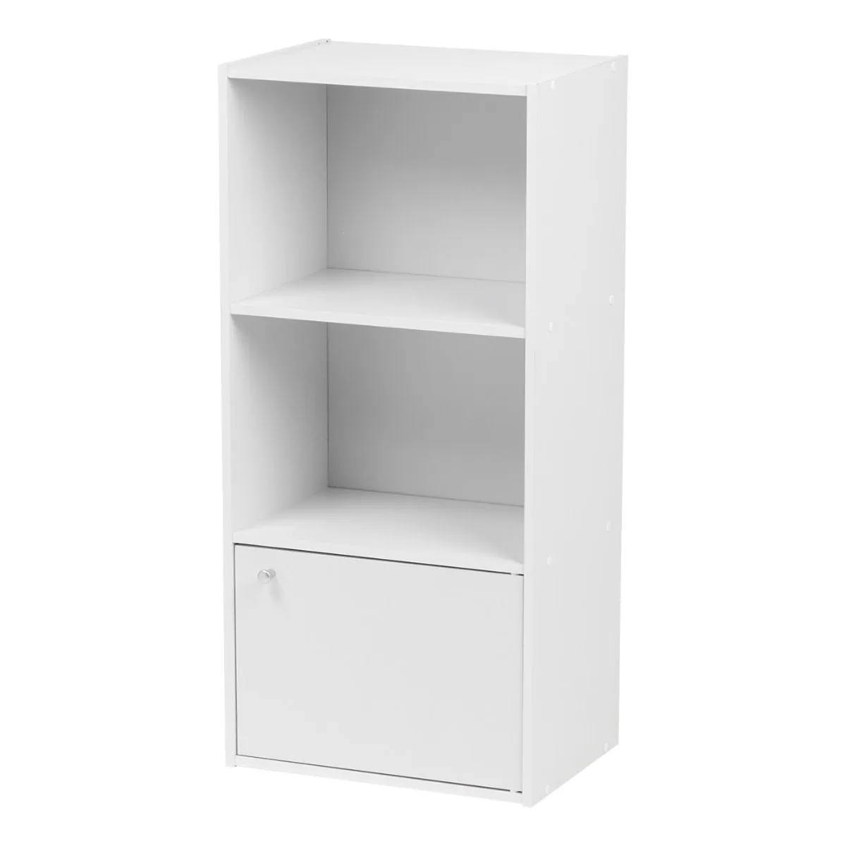 3-Tier Wood Storage Shelf with Door, White