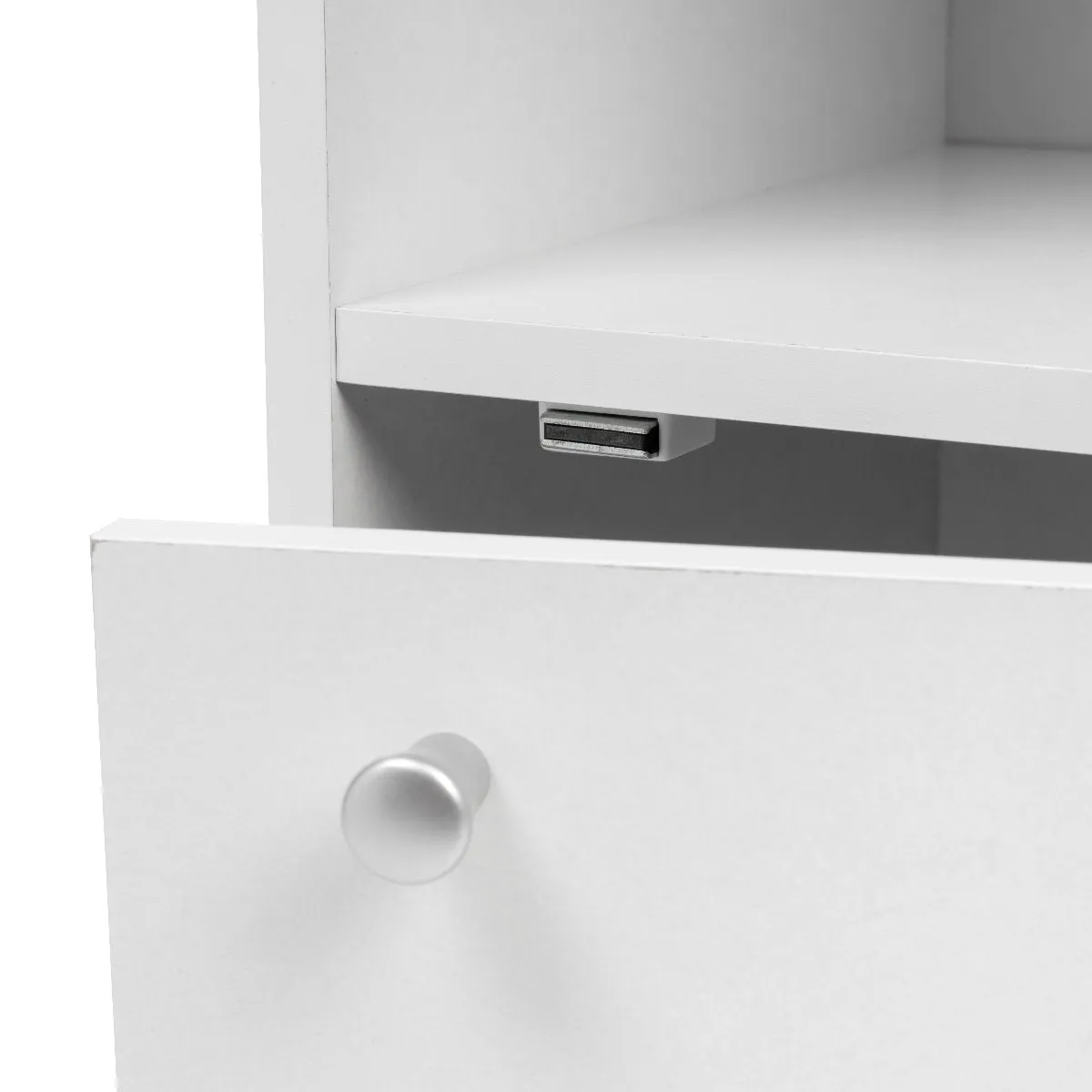 3-Tier Wood Storage Shelf with Door, White