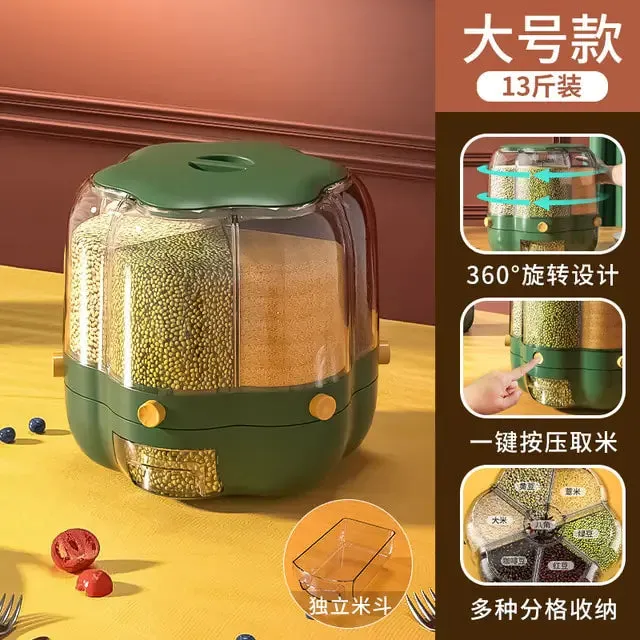 Id suggest optimizing the title of the e-commerce product to enhance its appeal: Premium 360° Rotating Grains Food Dispenser.