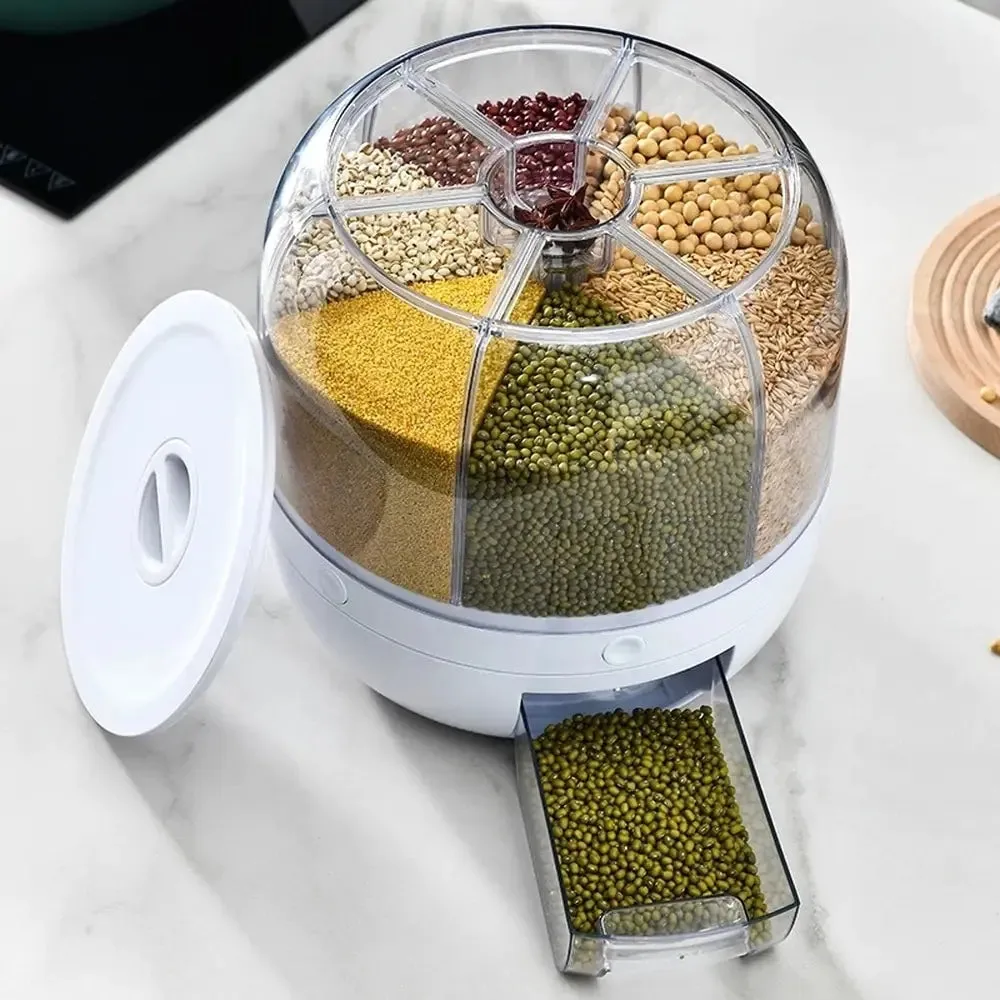 Id suggest optimizing the title of the e-commerce product to enhance its appeal: Premium 360° Rotating Grains Food Dispenser.