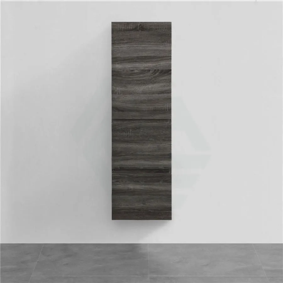 400Lx300Wx1350Hmm Berge Wall Hung Bathroom Cabinet Tall Boy DARK Grey Wood Grain PVC Filmed