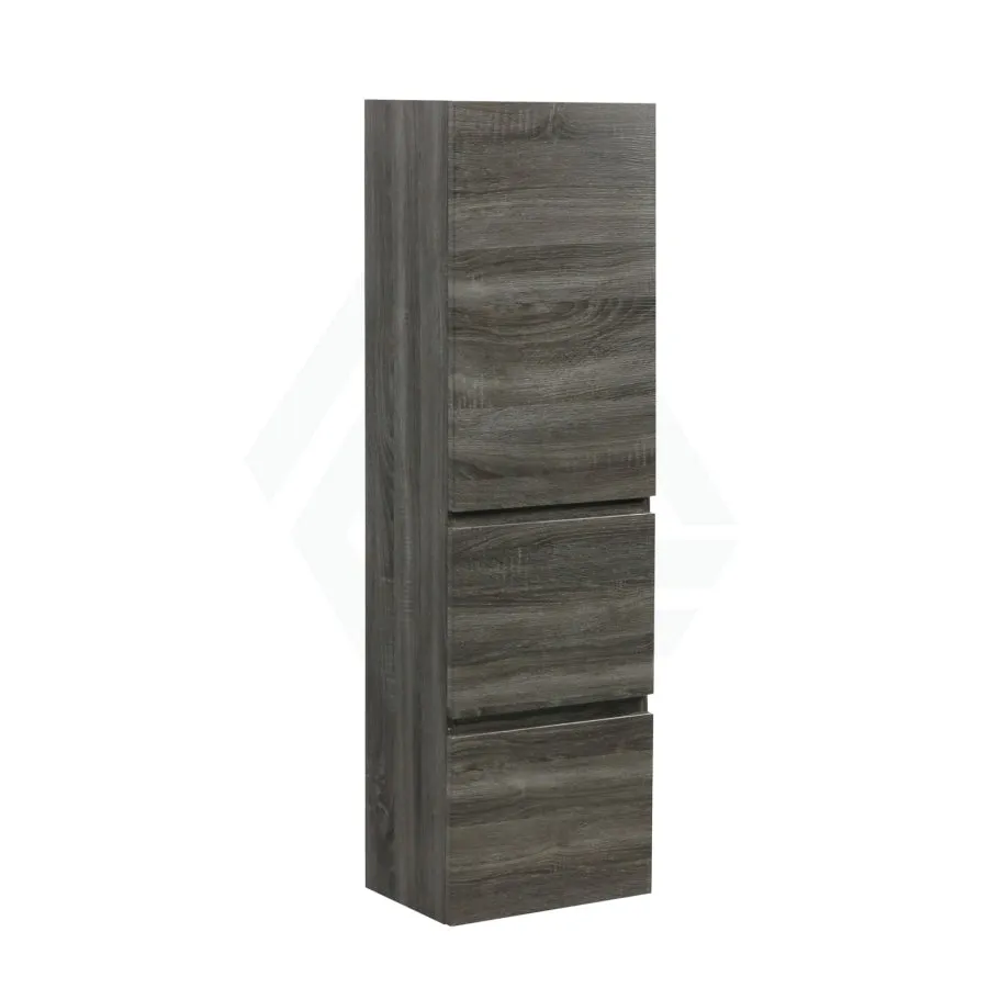 400Lx300Wx1350Hmm Berge Wall Hung Bathroom Cabinet Tall Boy DARK Grey Wood Grain PVC Filmed