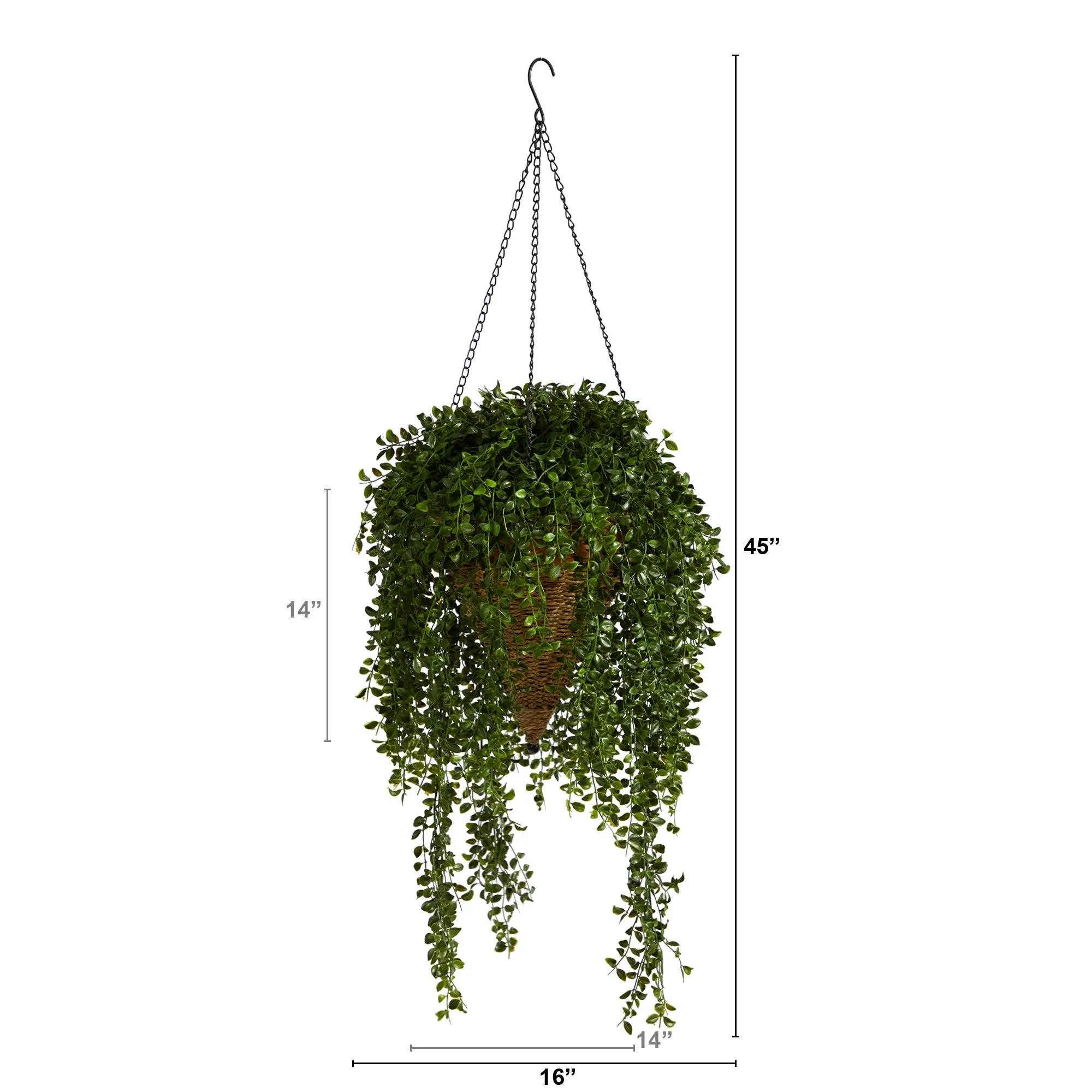 45” Gleditsia Artificial Plant in Hanging Cone Basket UV Resistant (Indoor/Outdoor)