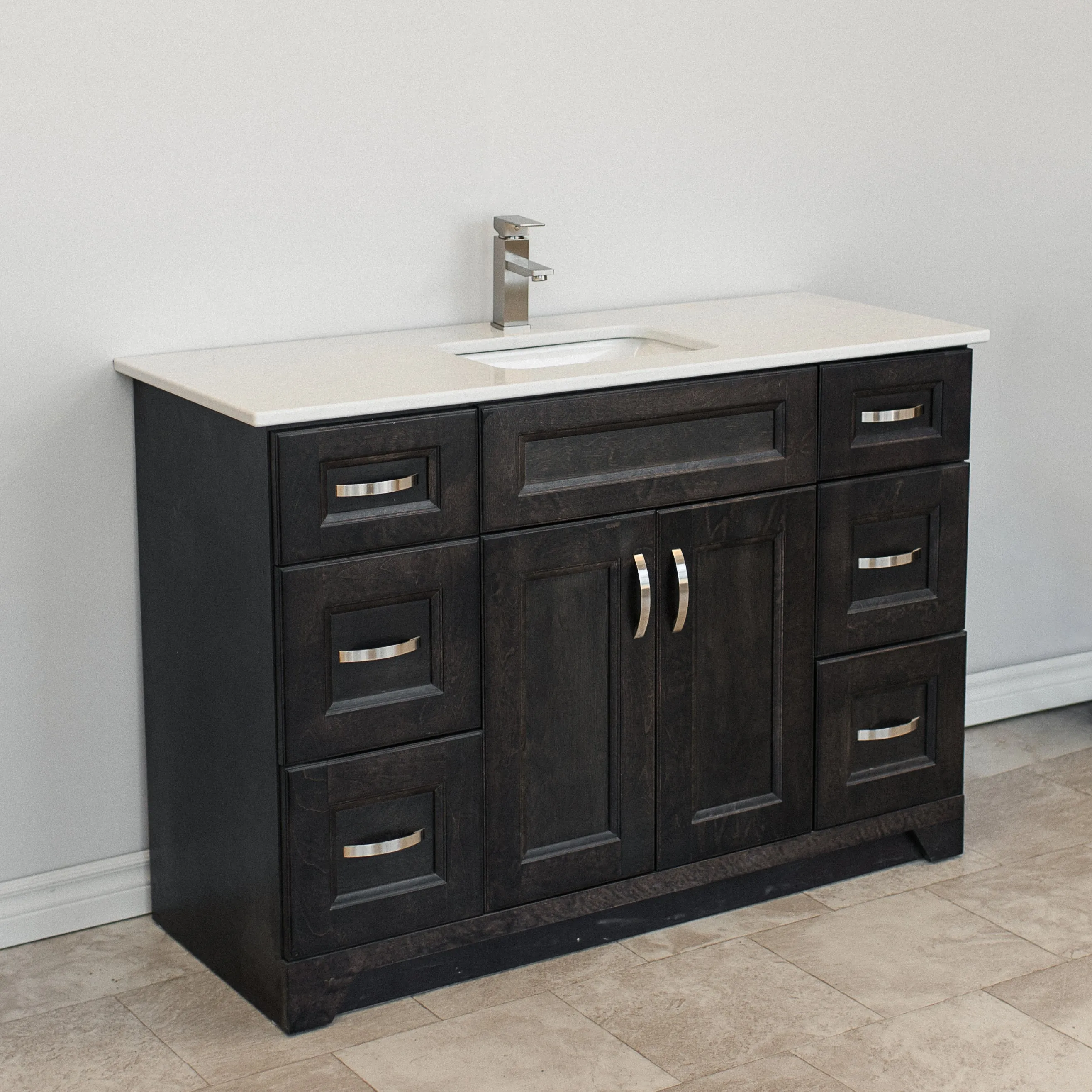 48" Narrow Step-Shaker Vanity in Charcoal Grey