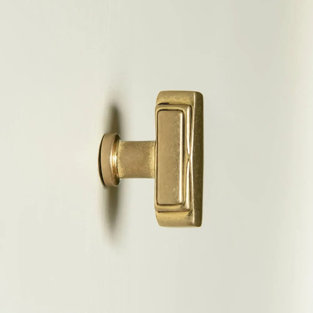 Aged Brass Art Deco Cabinet Knob