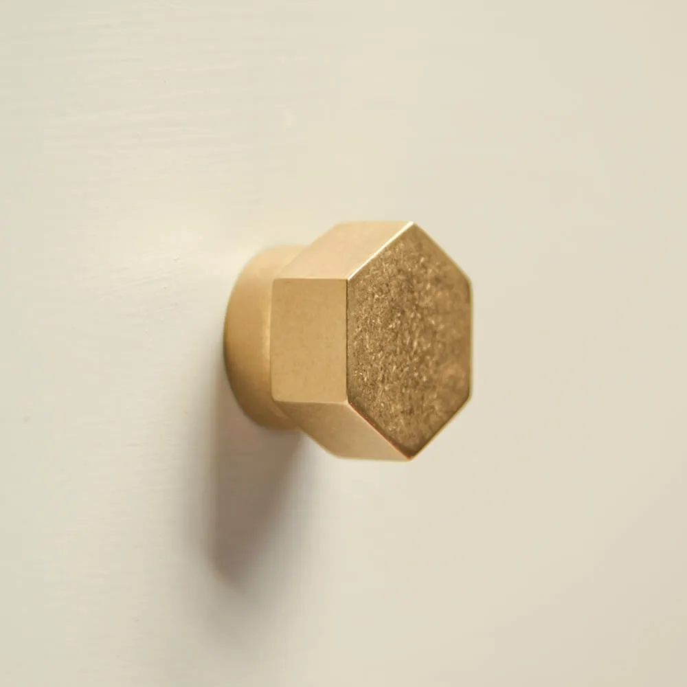 Aged Brass Hex Cabinet Knob