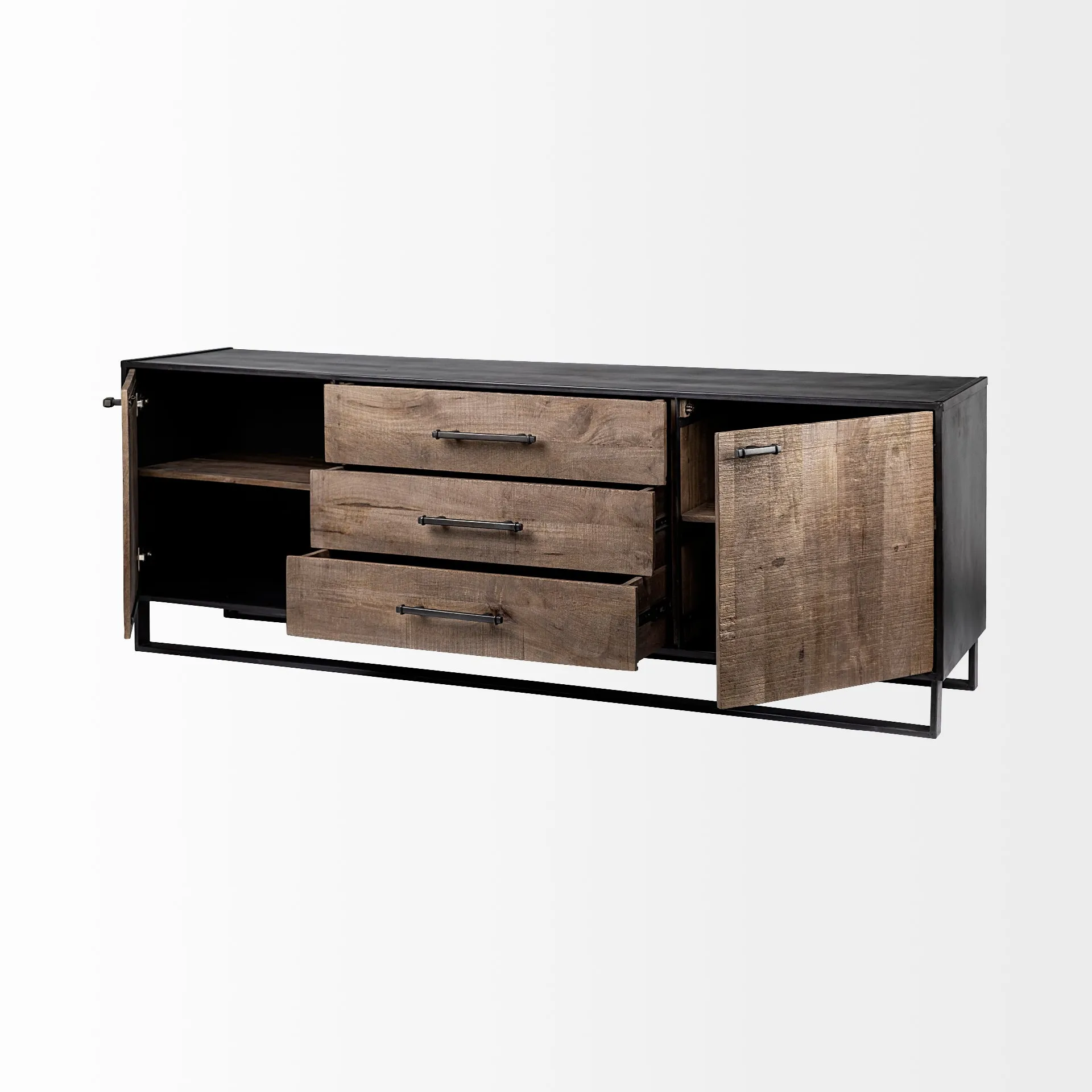 Alvin Sideboard Brown Wood | Black Metal