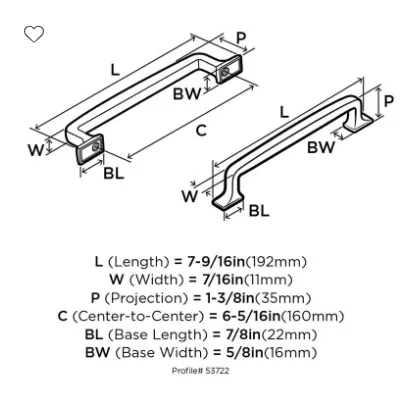 Amerock Westerly 6-5/16" Center to Center Cabinet Pull BP53722