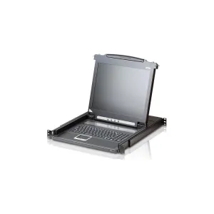 Aten Rackmount Single Rail LCD Console VGA PS/2-USB w/ 19' LCD Display, 1x Custom KVM Cable Included, 1280x1024@75hz Display, LED Illumination