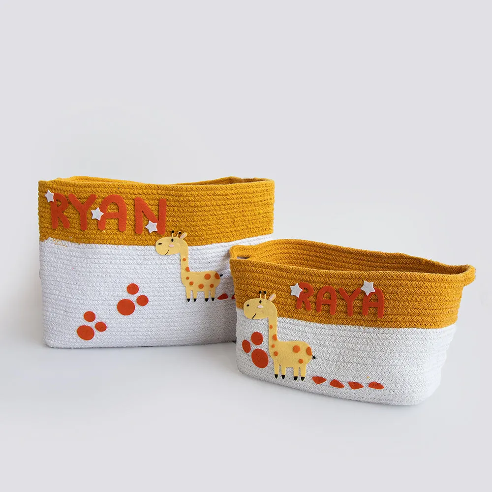Baby Giraffe - Cotton Rope Basket- Individual/ Set of 2