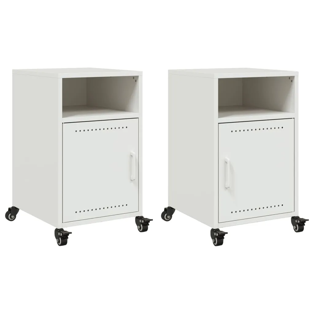 Bedside Cabinets 2 pcs White 36x39x59 cm Steel