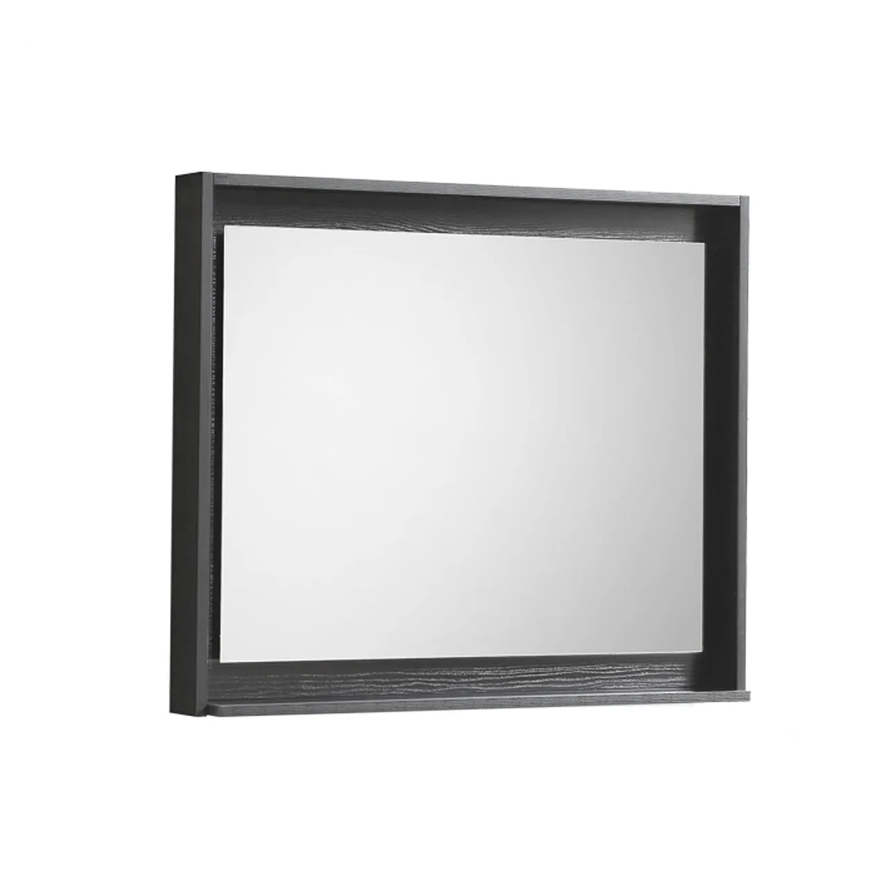 BLISS -30"Black Mirror with Wood Fame & Bottom Shelf
