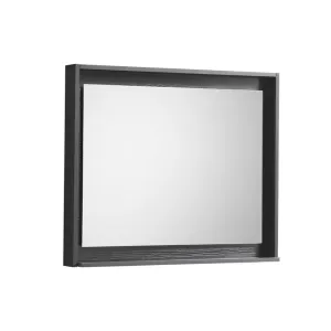BLISS -30"Black Mirror with Wood Fame & Bottom Shelf