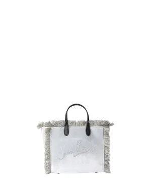 Borsa a Mano Mini Vanity in Velluto Grigio con Logo Saint Barth in Strass
