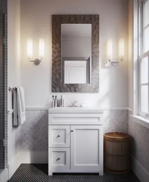 CABINETSMITH- 30" CANADIAN White Bathroom Vanity With Cultured White Marble Top