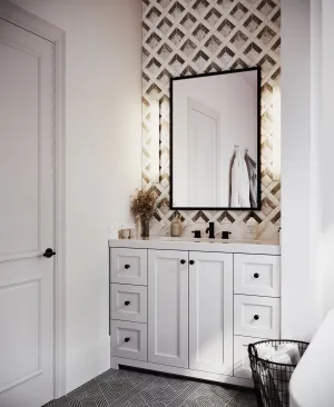 CABINETSMITH- 48" CANADIAN White Bathroom Vanity With Cultured White Marble Top