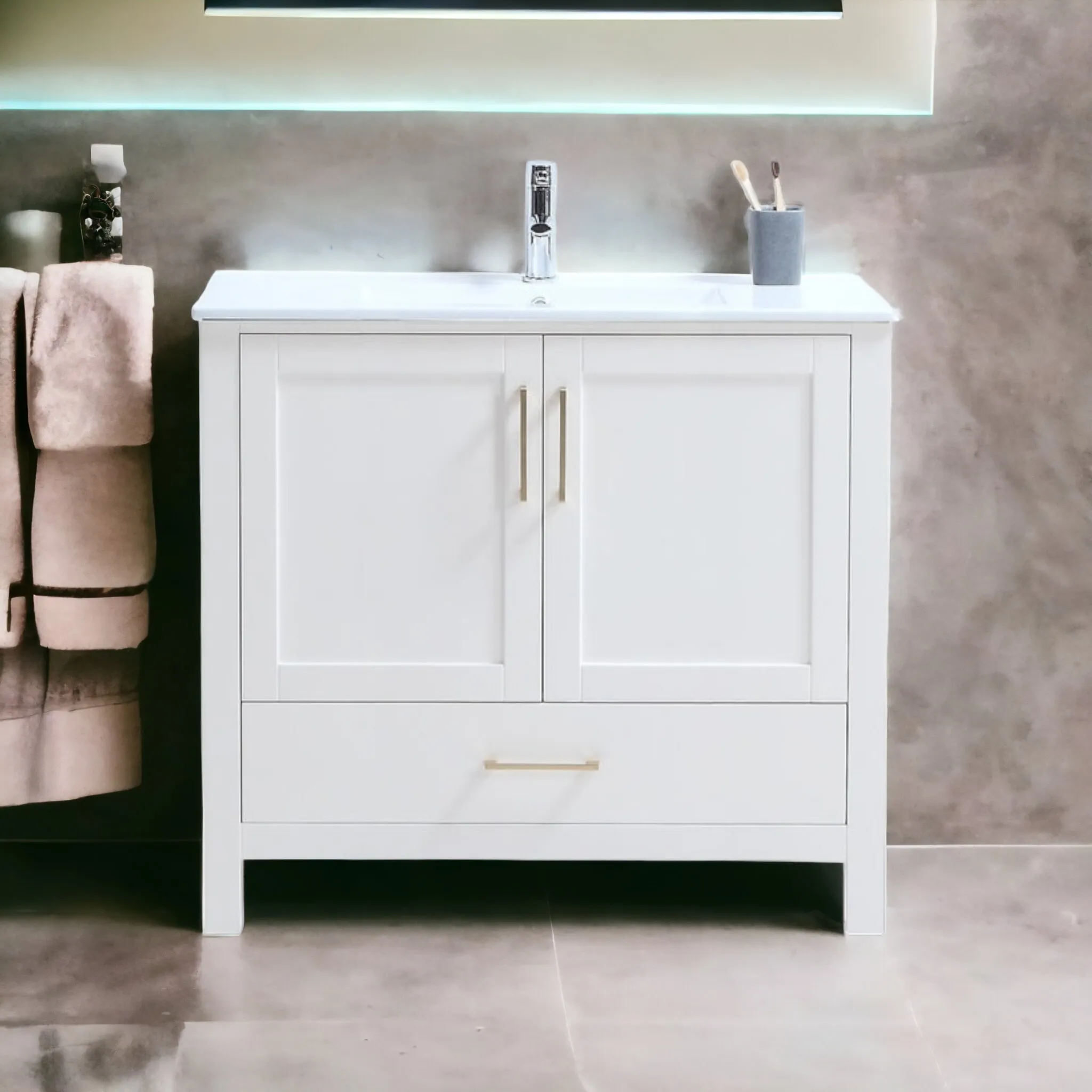 CCS201A - 36"x 18" White, Floor Standing Modern Bathroom Vanity ** PICKUP IN STORE ONLY **