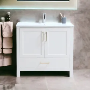 CCS201A - 36"x 18" White, Floor Standing Modern Bathroom Vanity ** PICKUP IN STORE ONLY **