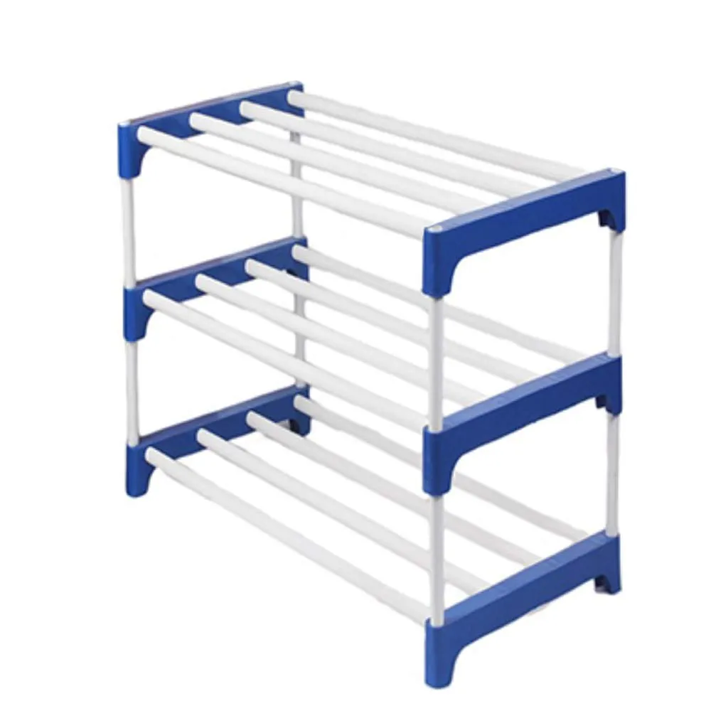 Ebee 6 Pair Metal Shoe Stand (Blue, 3 Shelves)