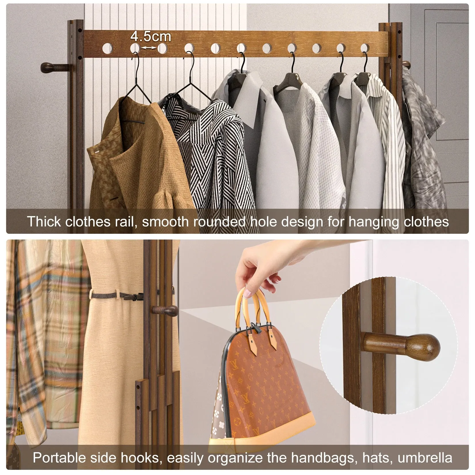 Entryway Hall Tree Coat Stand Shoe Shelves