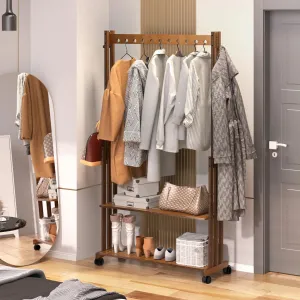 Entryway Hall Tree Coat Stand Shoe Shelves