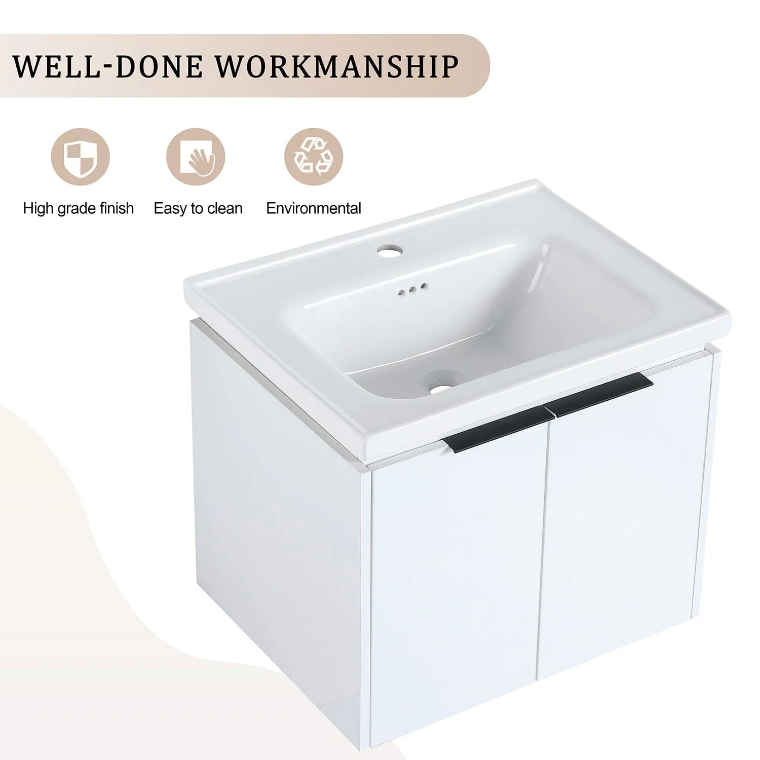 Giving Tree 24" Small Bathroom Vanity with Sink, Wall-mounted, Soft Close Doors
