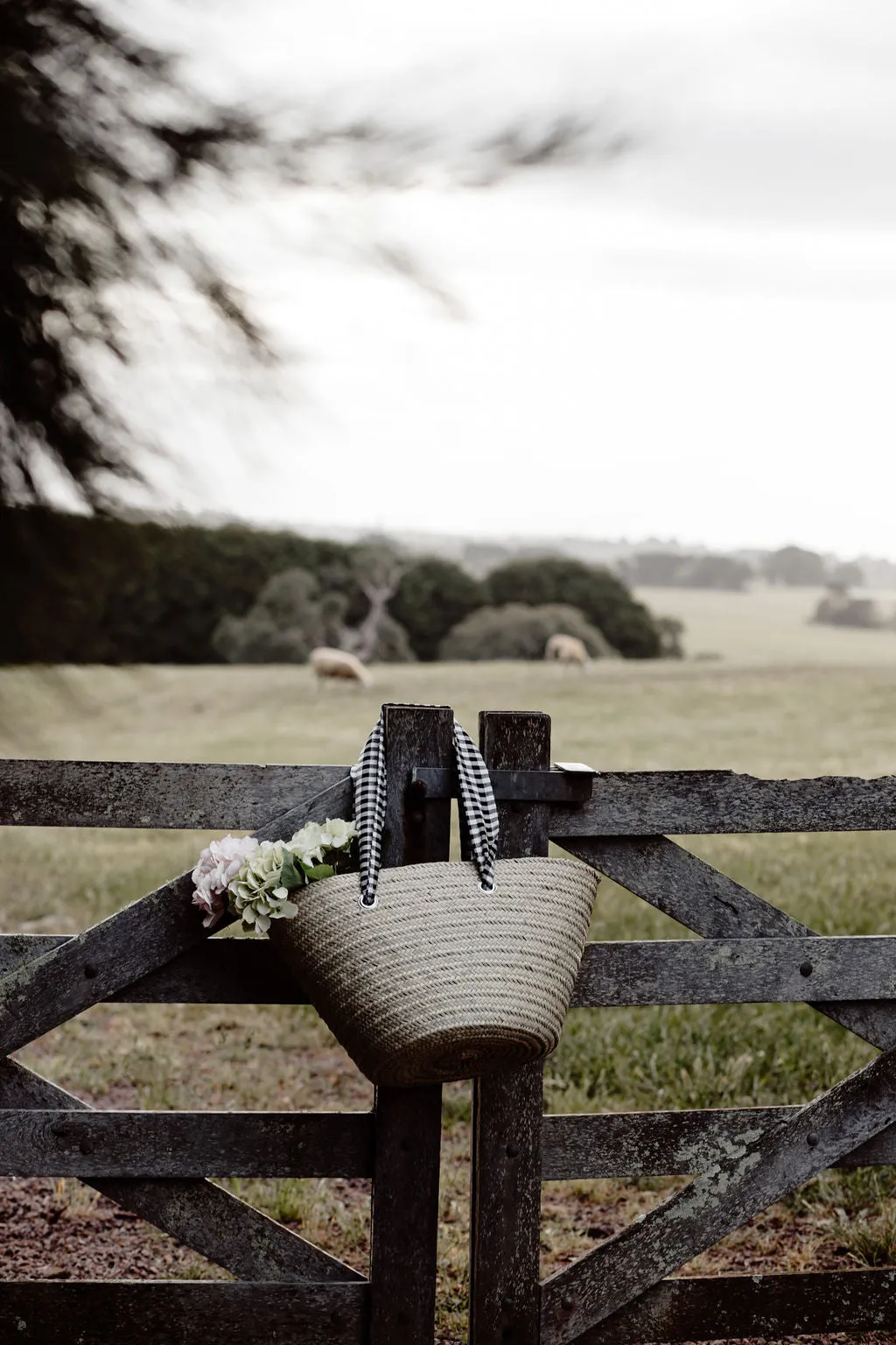 Goodman Market Basket | Black and White Gingham Linen