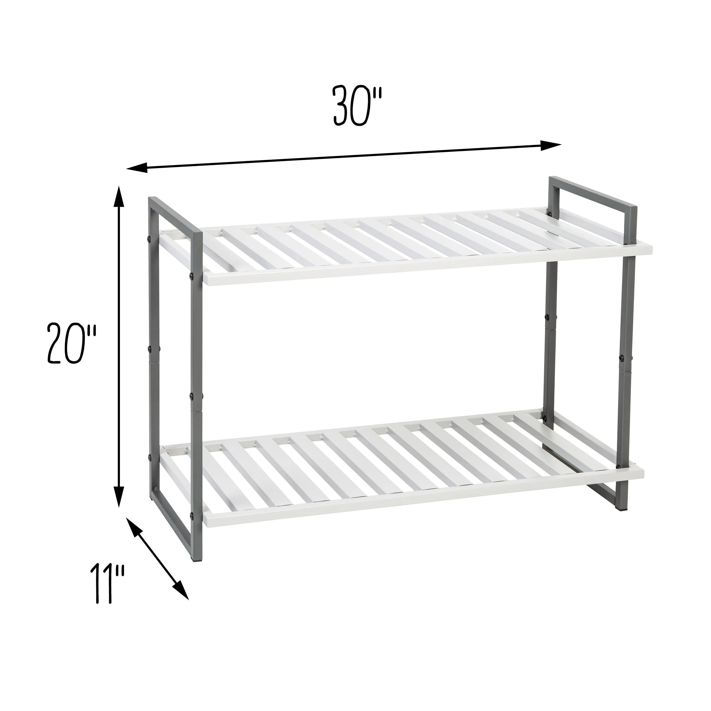 Gray 2-Tier Metal Shoe Rack