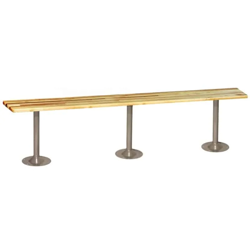 Hardwood Locker Room Bench with Steel Pedestals