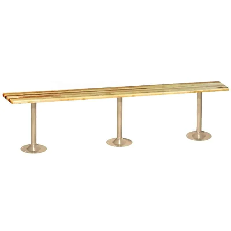 Hardwood Locker Room Bench with Steel Pedestals