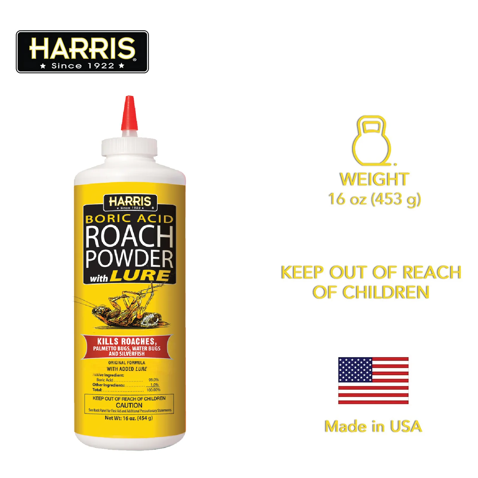 Harris Boric Acid Roach Powder with Lure