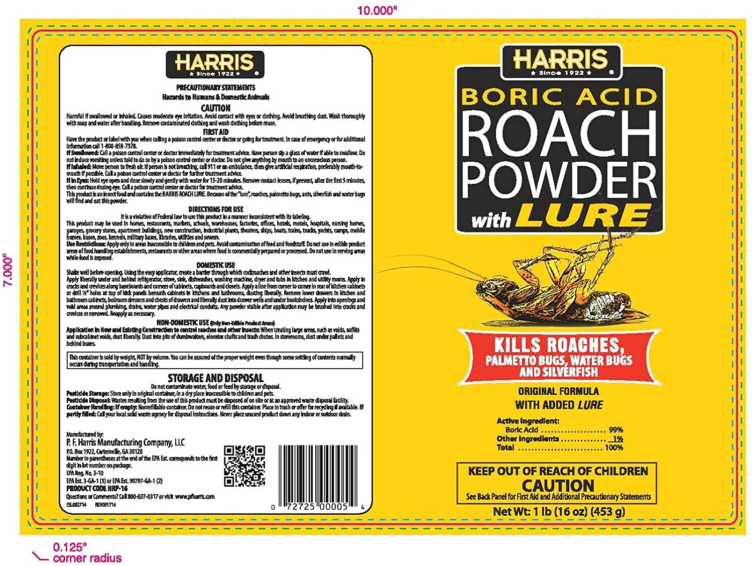 Harris Boric Acid Roach Powder with Lure