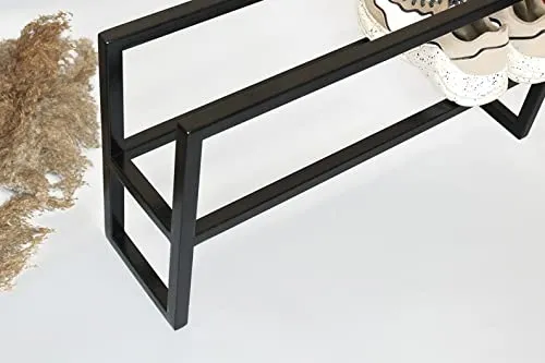 INDIAN DECOR 12502 Metal Shelf For Storing Shoes, Loft Shoe Rack, Industrial Metal Rack, Wood Shelves, metal hallway decor, Metal entryway shelf - Black