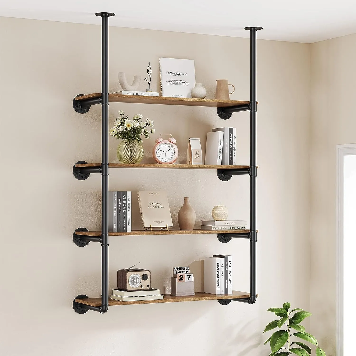 Industrial Iron Pipe DIY Shelf - 4 Tier