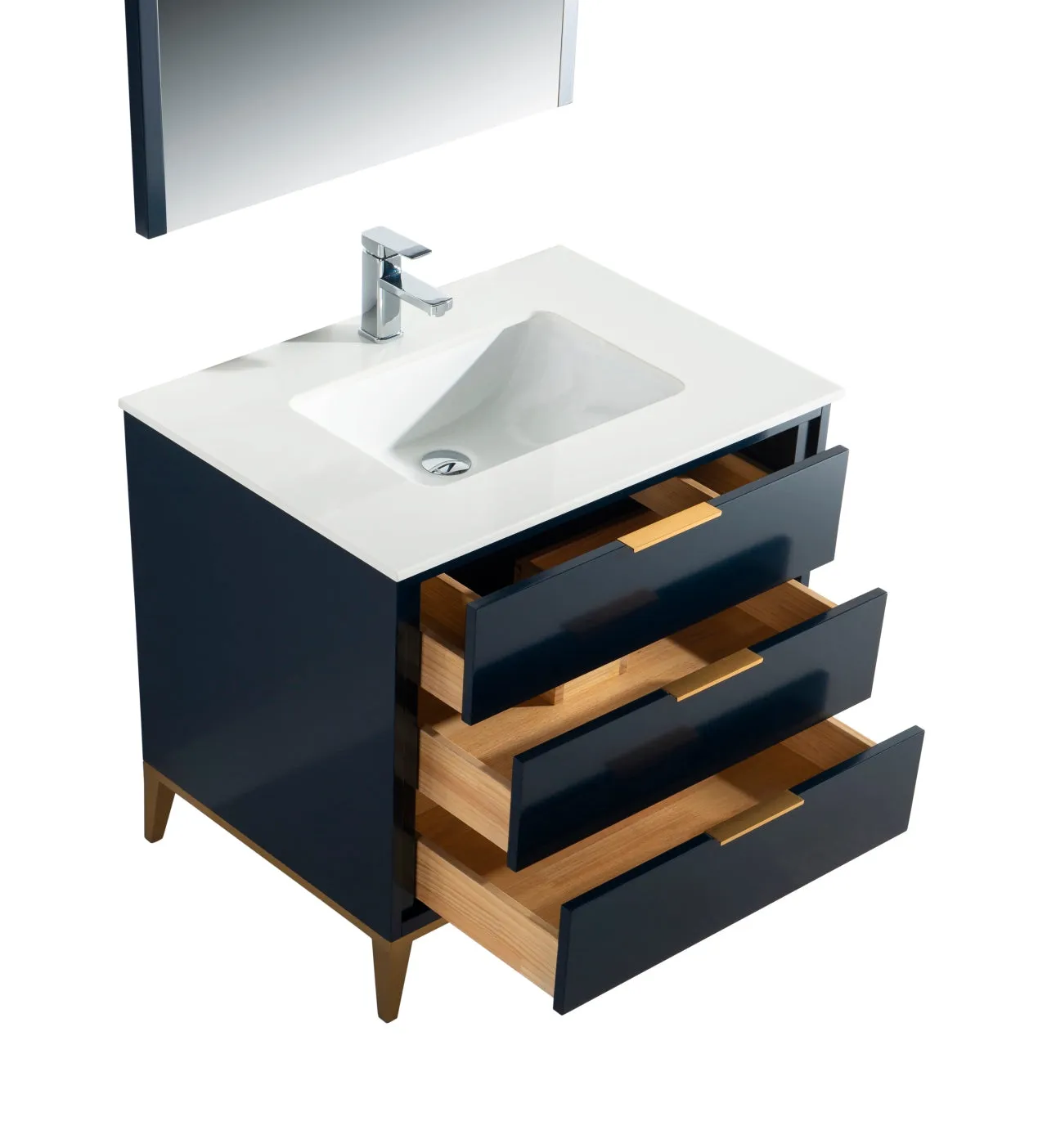 KD99BL ,36″ GLOSS BLUE VANITY WITH QUARTZ COUNTER TOP