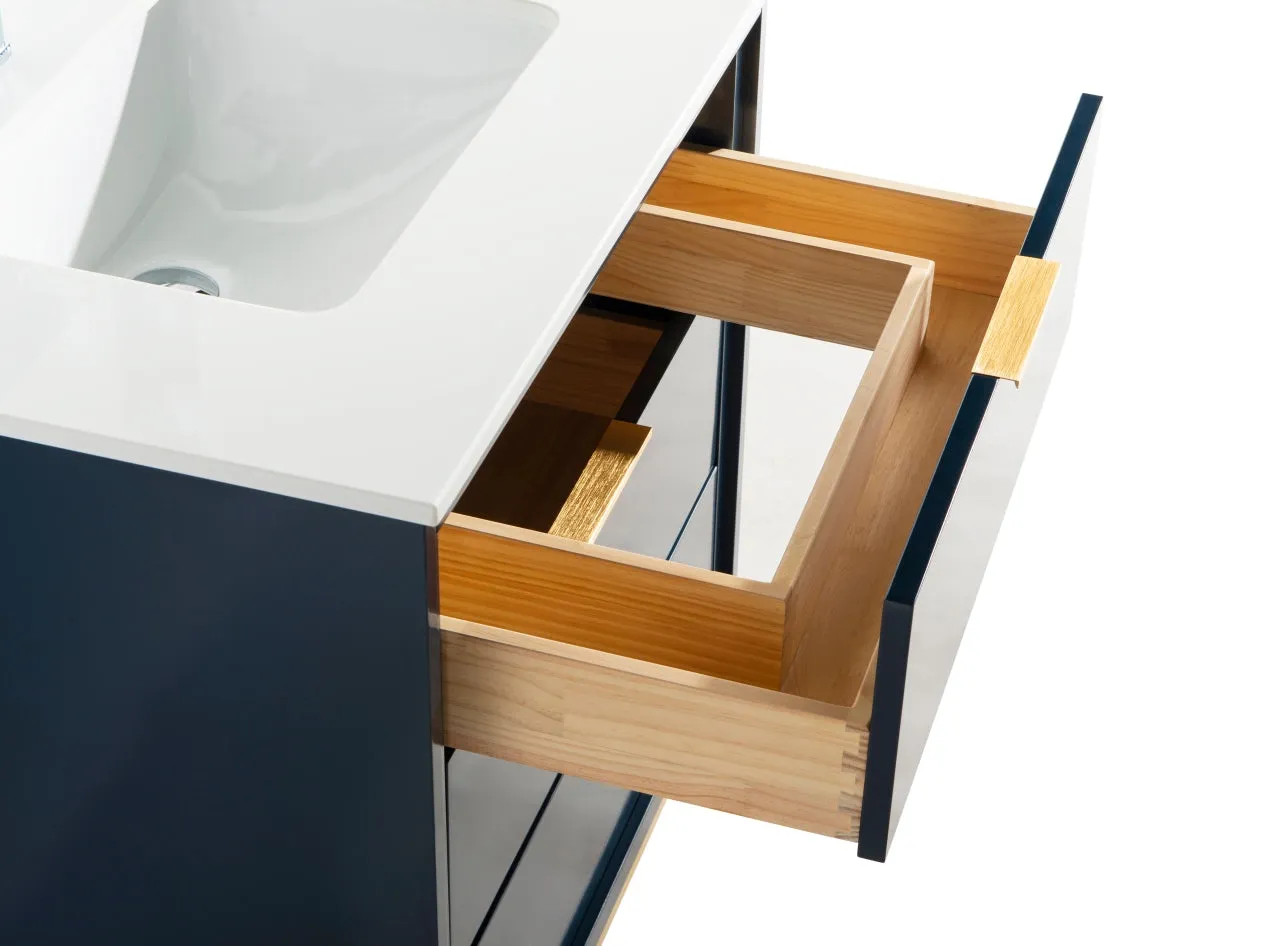 KD99BL ,36″ GLOSS BLUE VANITY WITH QUARTZ COUNTER TOP