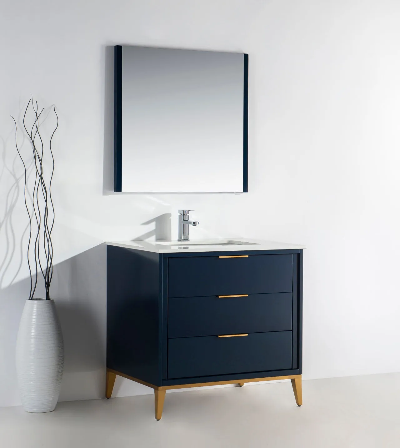 KD99BL ,36″ GLOSS BLUE VANITY WITH QUARTZ COUNTER TOP