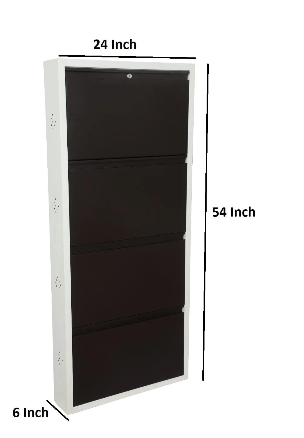 LEPOSE Shoes Racks For Home/Shoes Racks/Shoes Racks Metal With Door/Covered Shoe Racks For Home/Powder Coated Three Door Sheet/Metal Shoe Rack Wall Mounted/24Inch/Brown And White (4 Door)