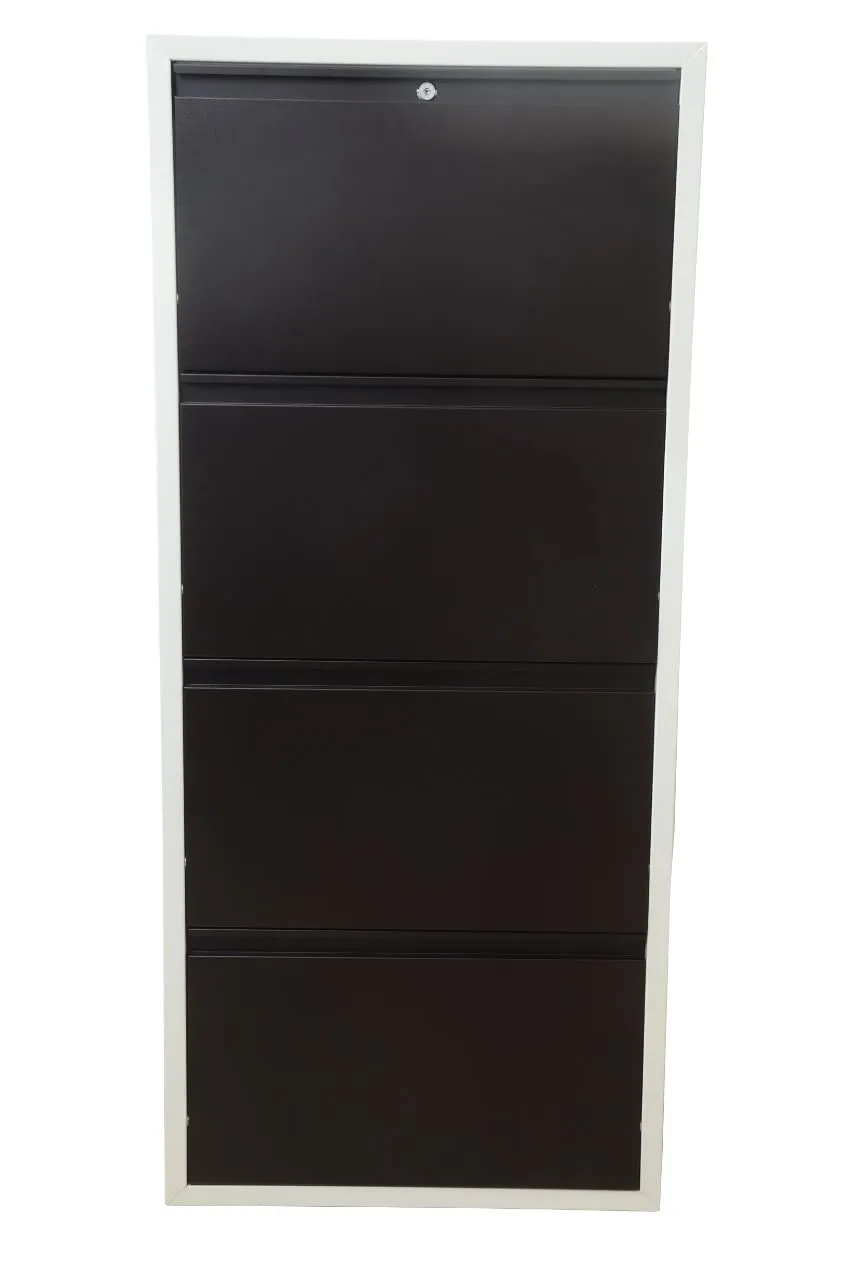 LEPOSE Shoes Racks For Home/Shoes Racks/Shoes Racks Metal With Door/Covered Shoe Racks For Home/Powder Coated Three Door Sheet/Metal Shoe Rack Wall Mounted/24Inch/Brown And White (4 Door)