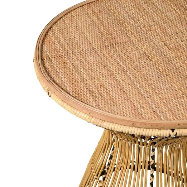 Natural Rattan Round Drum Side Table