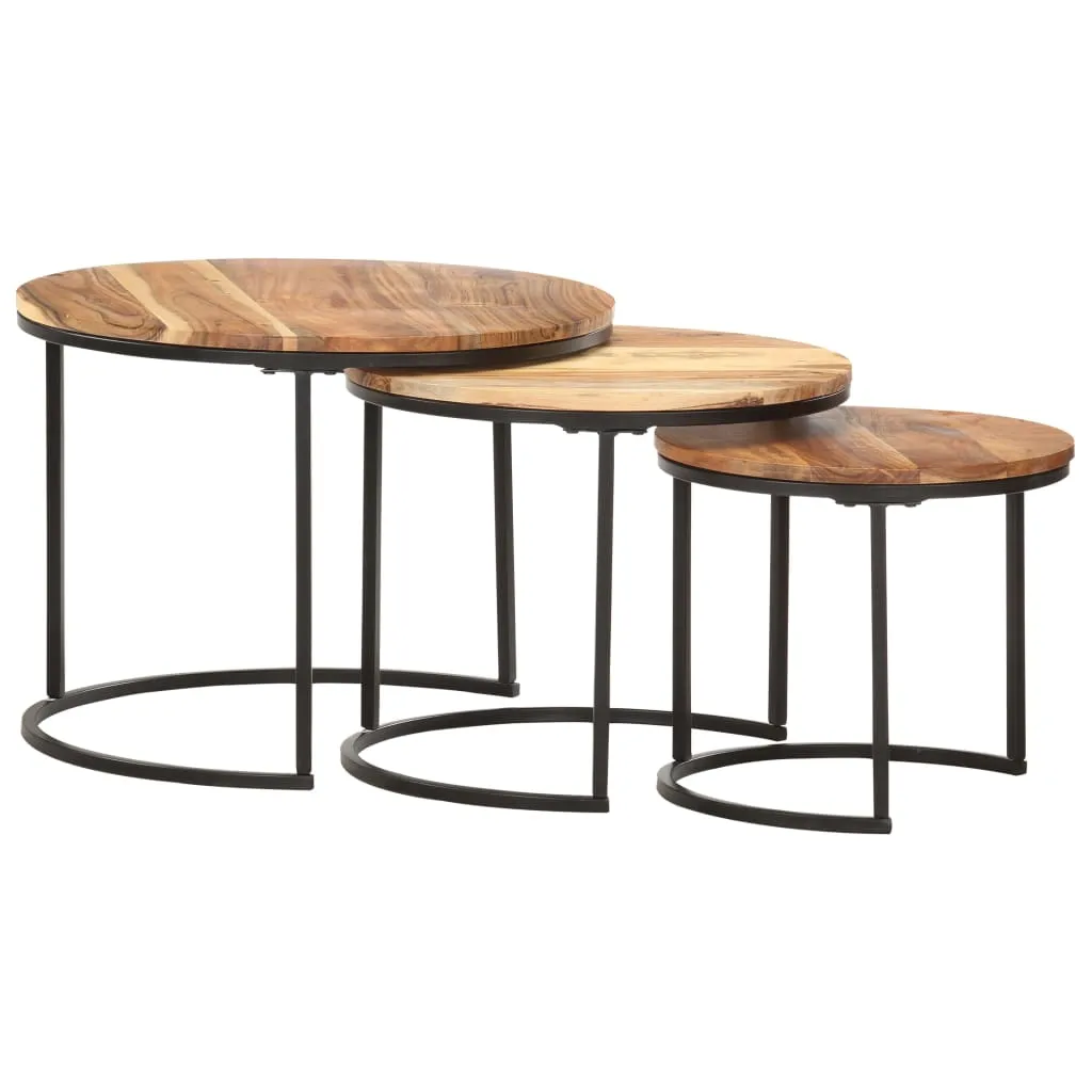 Nesting Tables 3 pcs Solid Acacia Wood