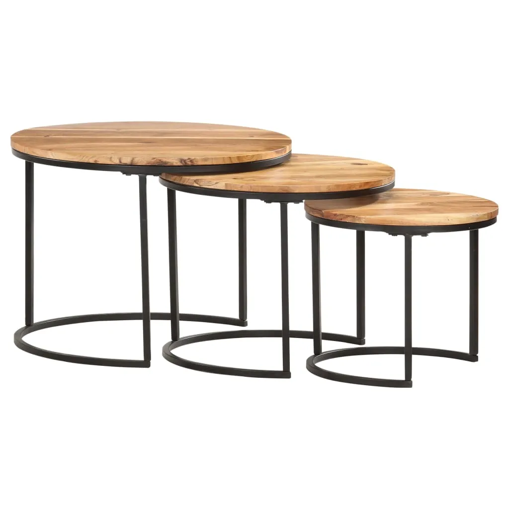 Nesting Tables 3 pcs Solid Acacia Wood