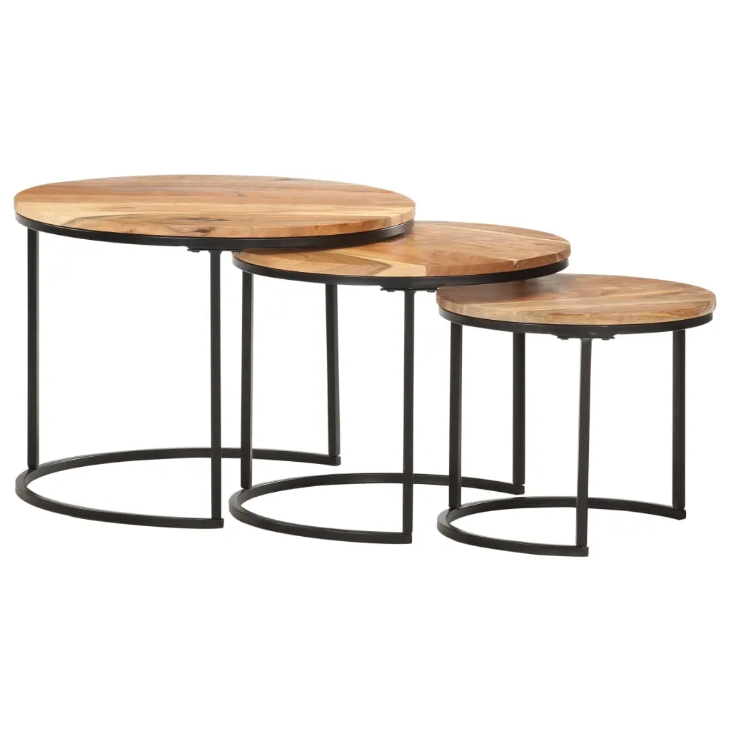 Nesting Tables 3 pcs Solid Acacia Wood