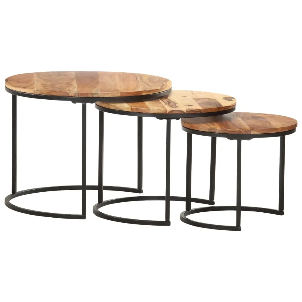 Nesting Tables 3 pcs Solid Acacia Wood