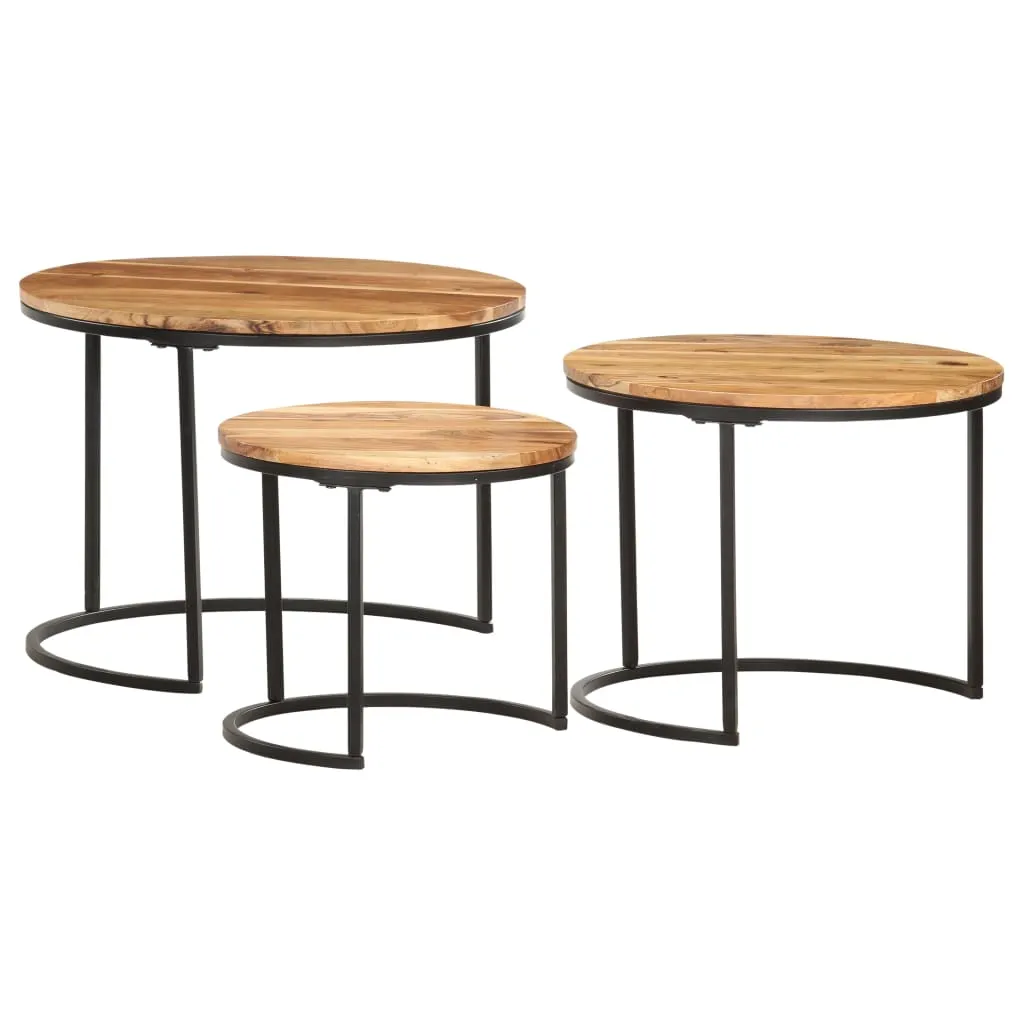Nesting Tables 3 pcs Solid Acacia Wood