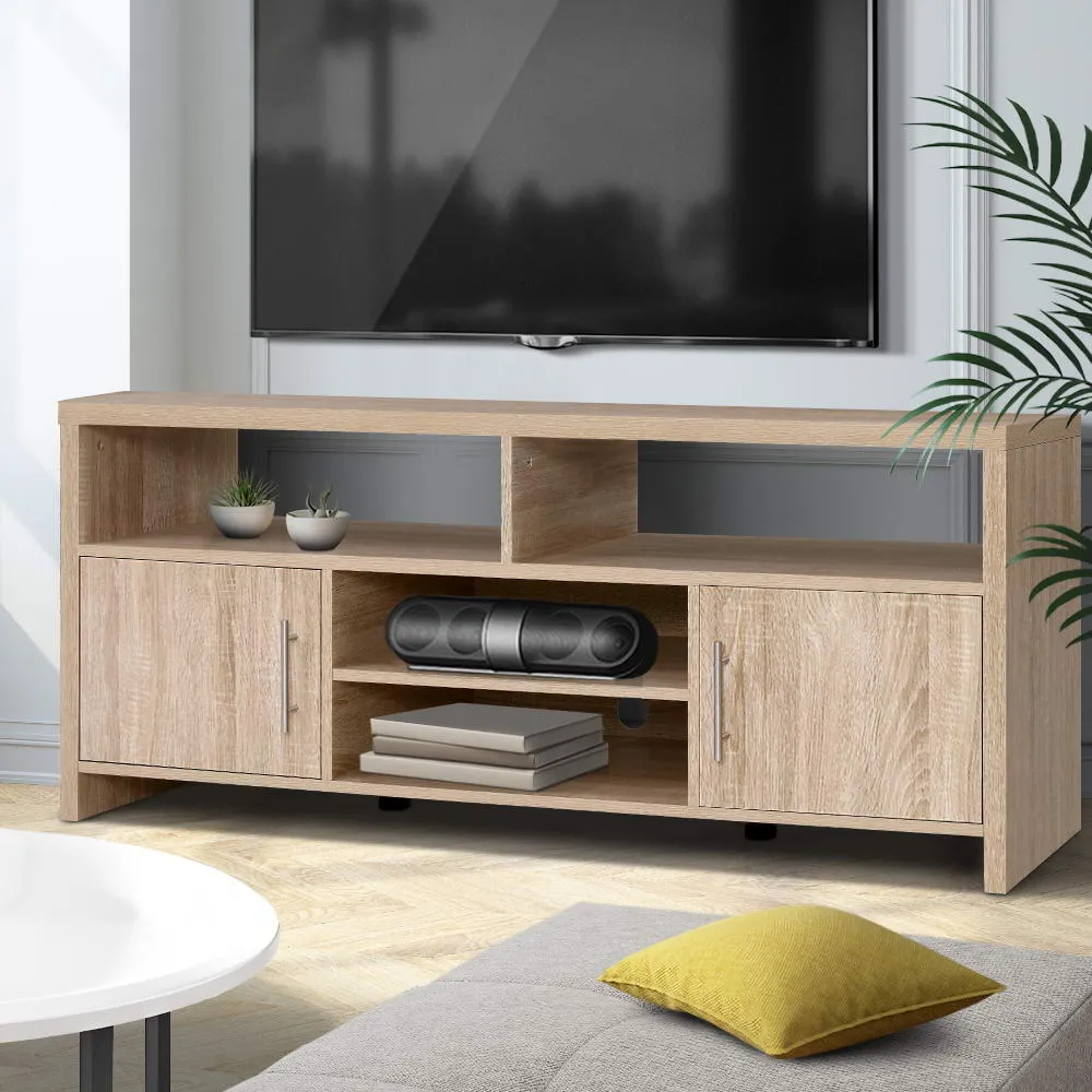 Oak TV Cabinet with Ample Storage & Aluminium Handles Artiss
